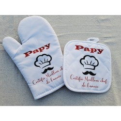 Gant et manique "Papy certifié chef de l'année" - Accessoire de cuisine
