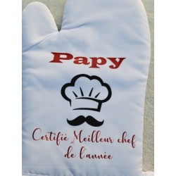 Gant et manique "Papy certifié chef de l'année" - Accessoire de cuisine