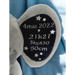 Peluche personnalisée Naissance Eléphant naissance - cadeau de naissance