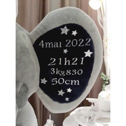 Peluche personnalisée Naissance Eléphant naissance - cadeau de naissance