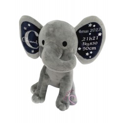 Peluche personnalisée Naissance Eléphant naissance - cadeau de naissance