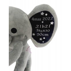 Peluche personnalisée Naissance Eléphant naissance - cadeau de naissance