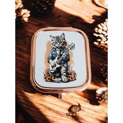 Chat avec guitare - Miroir de poche