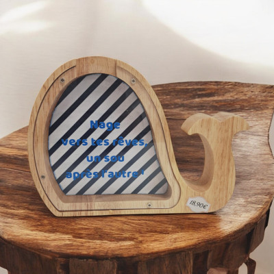Baleine - Tirelire en Bois Personnalisée – Modèle unique