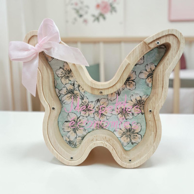 Papillon - Tirelire en Bois Personnalisée – Modèle unique