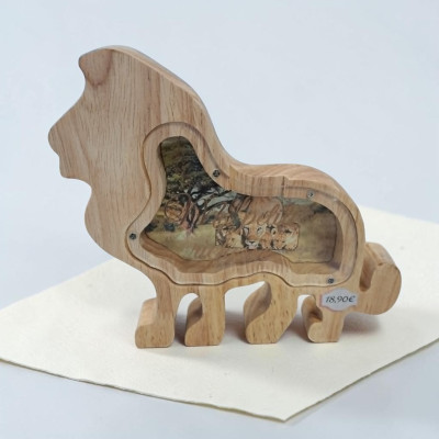 Tirelire en Bois Personnalisée – Modèle unique Lion