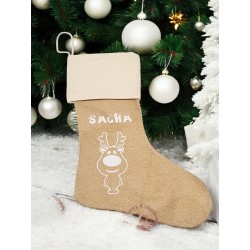 Chaussette de Noël Renne- Personnalisée